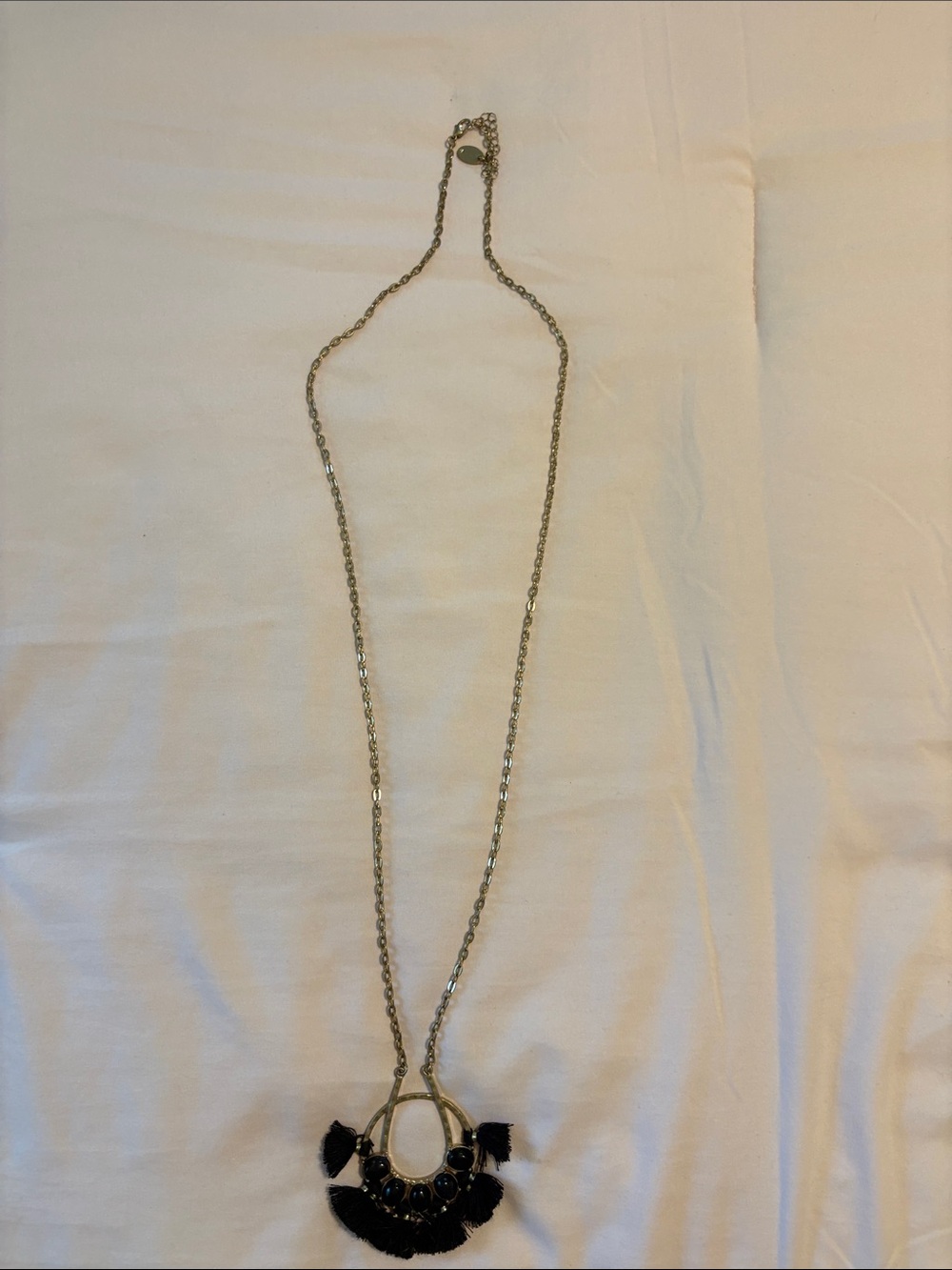 belk Gold-Tone Necklace with Black Tassel Fringe